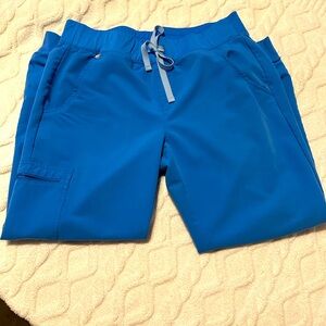 Figs scrub pants, Zamora jogger, size medium petite, color is “capri blue”